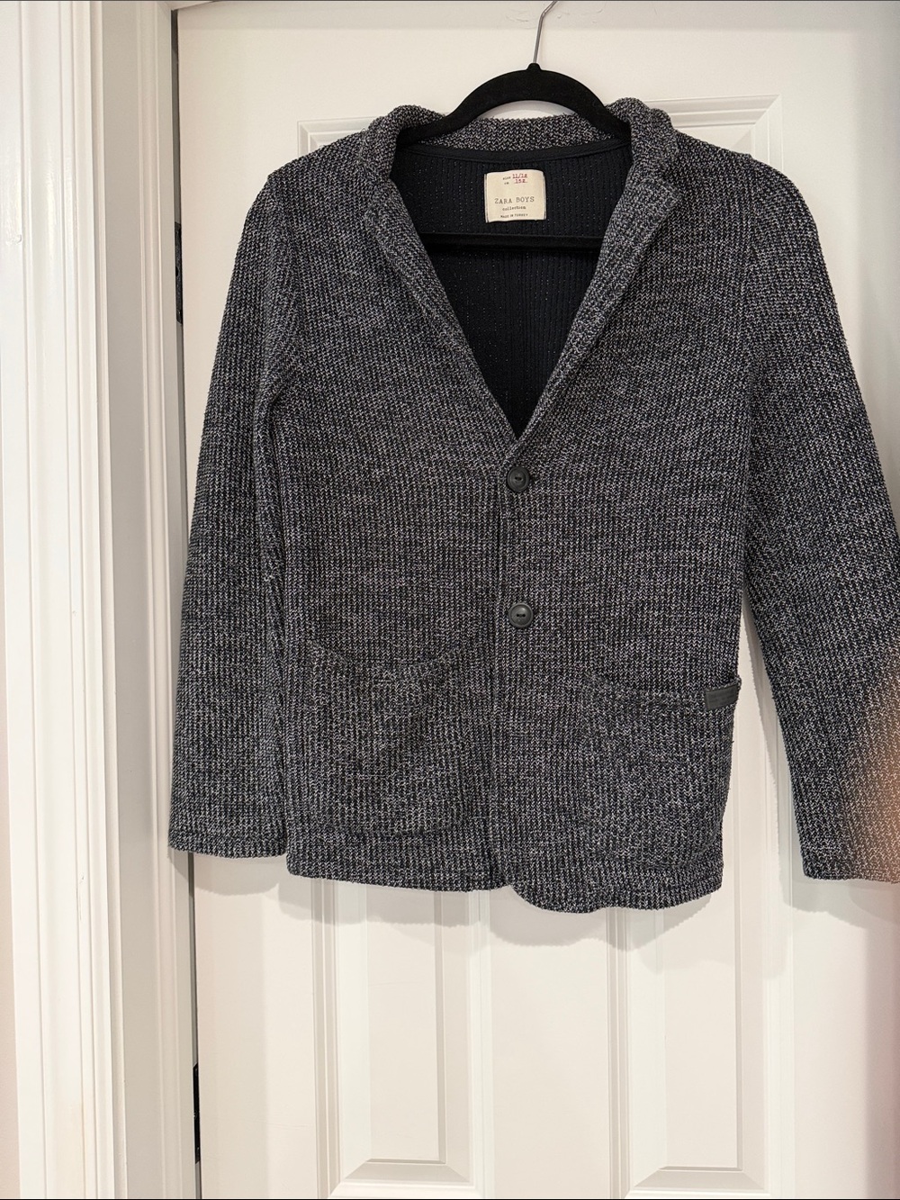 Zara Boys Black and White Knit Blazer